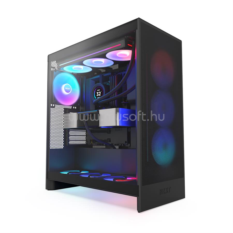 NZXT H7 Flow RGB fekete (táp nélküli) ablakos E-ATX ház