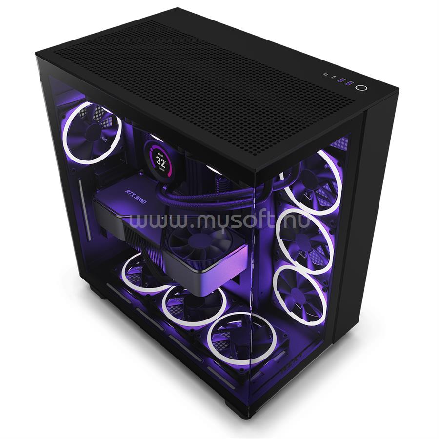 NZXT H9 Flow CM-H91FB-01 Fekete (Táp nélküli) ablakos ATX ház