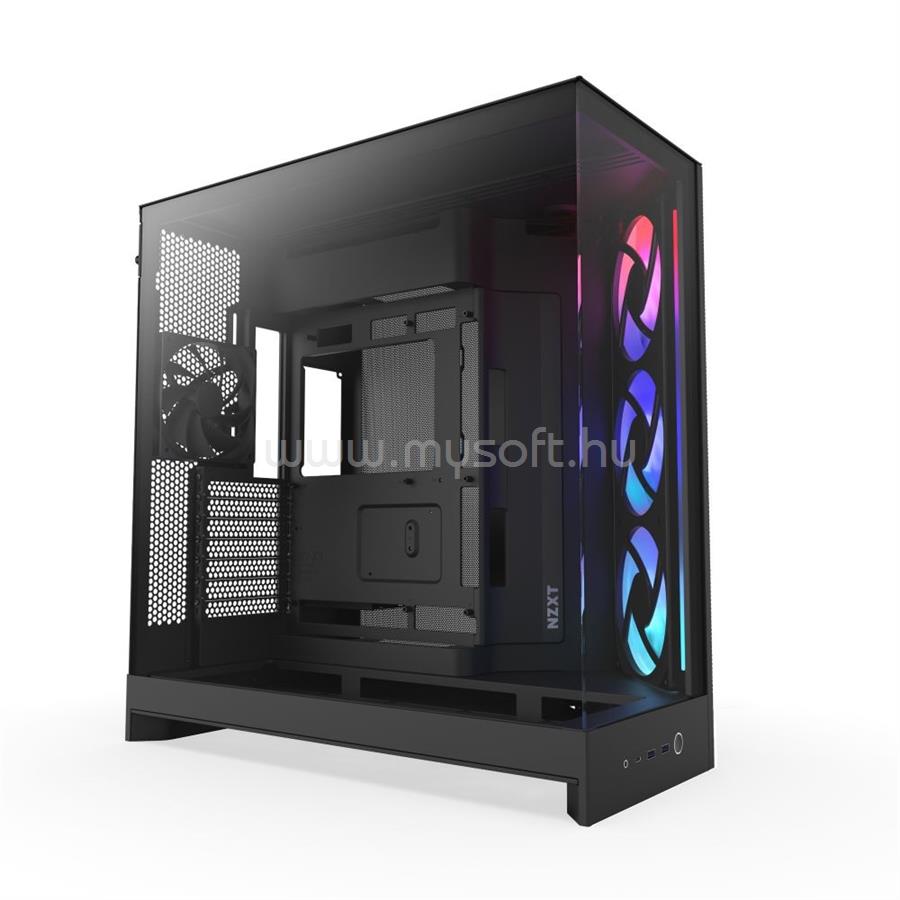 NZXT H9 Flow RGB 2025 fekete (táp nélküli) ablakos E-ATX ház