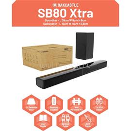 OAKCASTLE Hangszóró Soundbar - SB80 Xtra Split (200W, Bluetooth 5.3, HDMI ARC, AUX, USB, Optikai, Távírányító) OAKCASTLE_1000003022 small