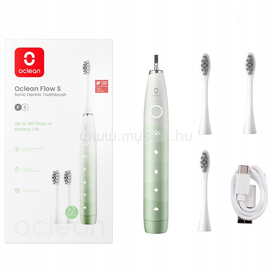 OCLEAN elektromos fogkefe Flow S +2db fej (zöld)