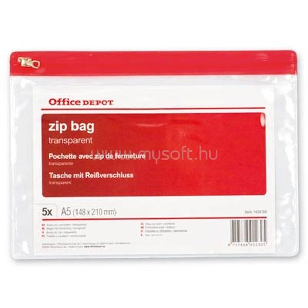 OFFICE DEPOT A5 5db/cs áttetsző cipzáras tasak