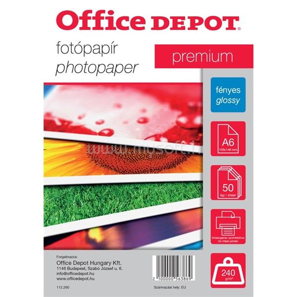 OFFICE DEPOT Premium A6 240g fényes 50db fotópapír