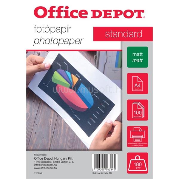 OFFICE DEPOT Standard A4 180g matt 100db fotópapír