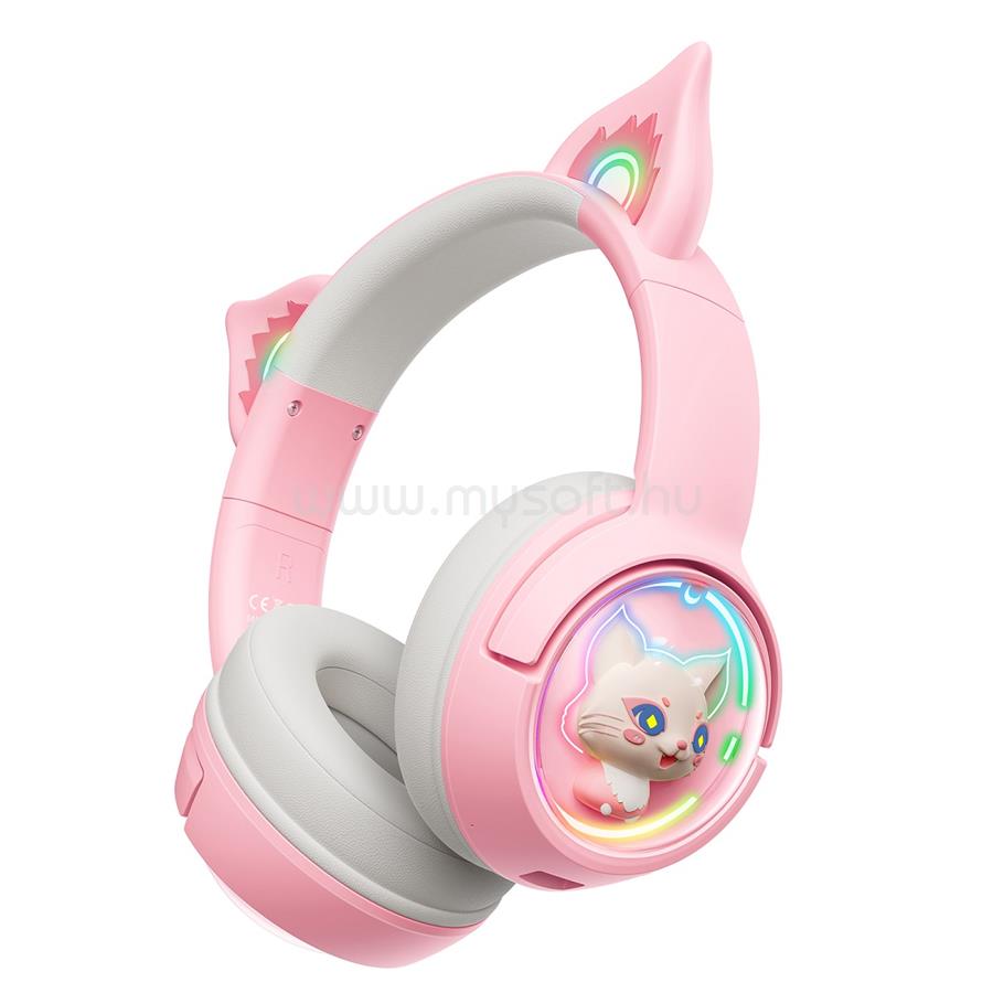 ONIKUMA B5 vezeték nélküli gamer headset (cicafüles, rózsaszín)