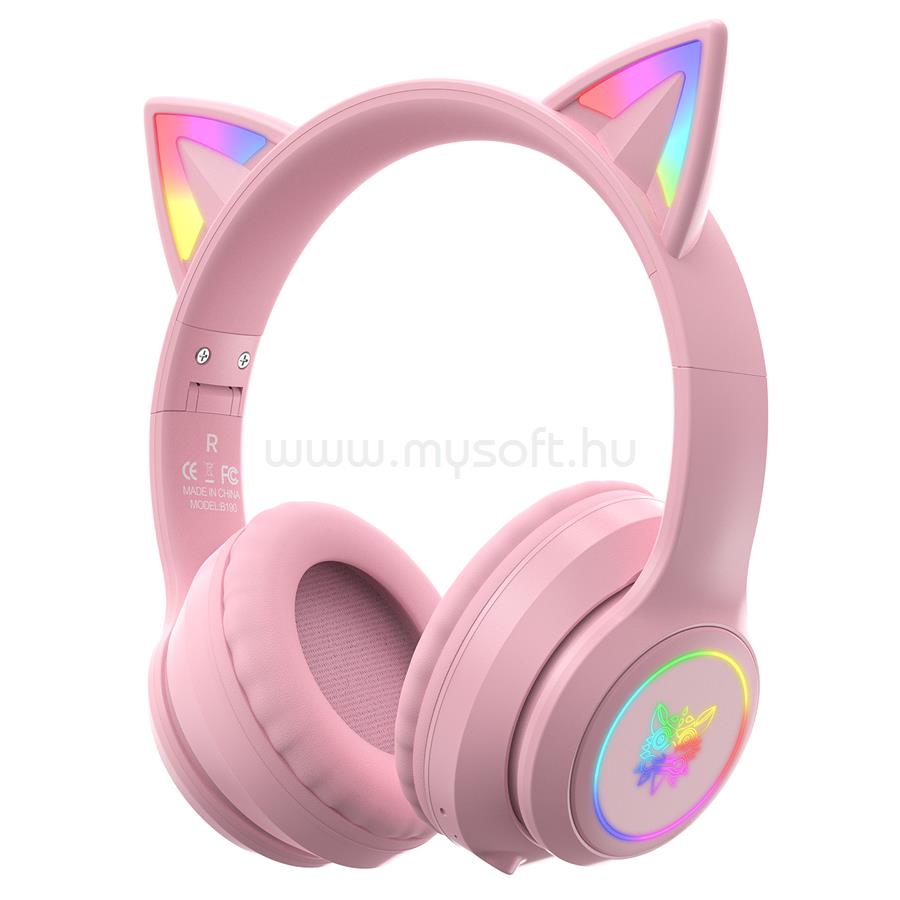 ONIKUMA B90 vezeték nélküli gamer headset (rózsaszín, cicafüles)
