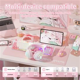 ONIKUMA GT838 Tri-Mode Vezeték Nélküli Gamer Headset - Fehér-Pink - Cicafüles GT838_white_pink small