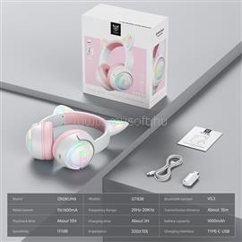 ONIKUMA GT838 Tri-Mode Vezeték Nélküli Gamer Headset - Fehér-Pink - Cicafüles GT838_white_pink small