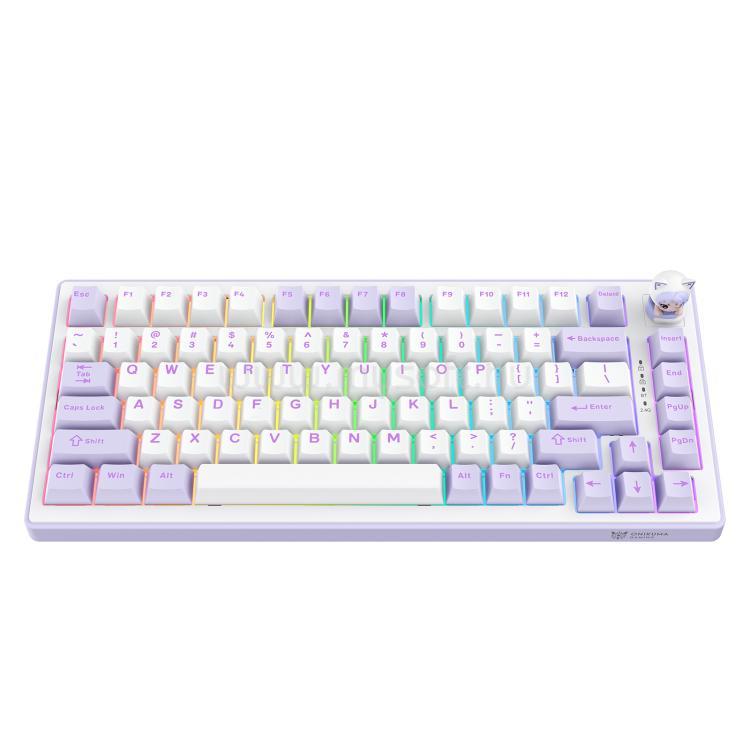 ONIKUMA MT707 Tri-Mode mechanikus gamer vezeték nélküli billentyűzet amerikai angol lokalizáció (lila)