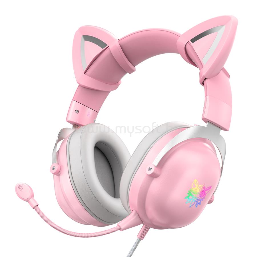 ONIKUMA X11 vezetékes gamer headset (cicafüles, rózsaszín)
