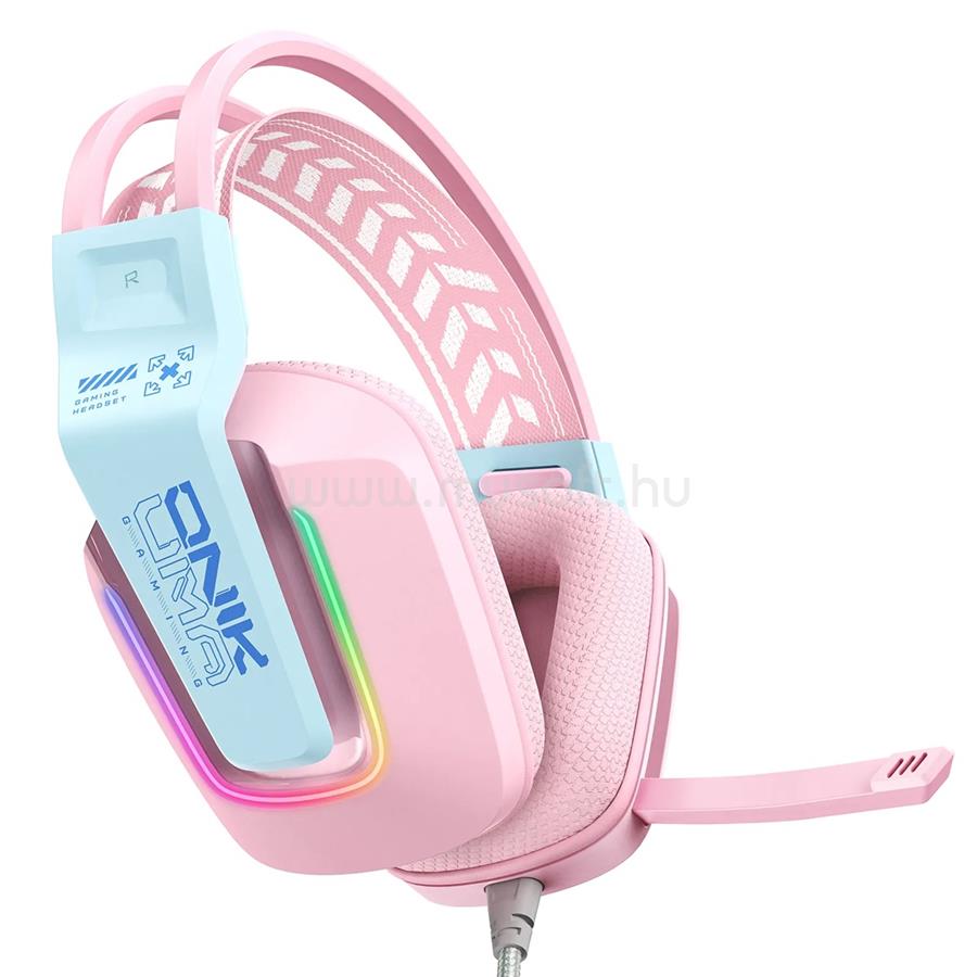ONIKUMA X13 vezetékes gamer headset RGB világítással (rózsaszín)