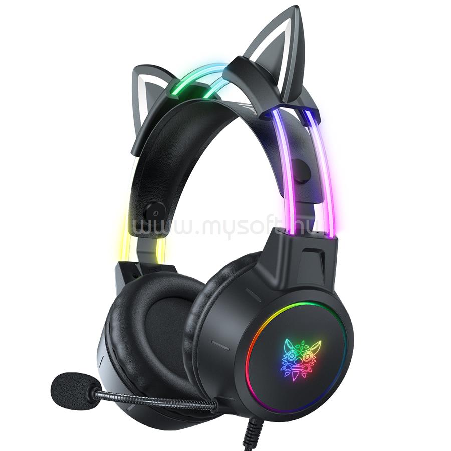 ONIKUMA X15 PRO vezetékes gamer headset (fekete, cicafüles)