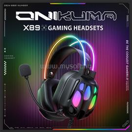 ONIKUMA X89 Vezetékes Gamer Fejhallgató RGB világítással - Fekete X89_black small