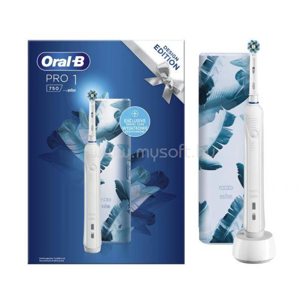 ORAL-B PRO 1 750 Cross Action fejjel fehér elektromos fogkefe + útitok Design Edition