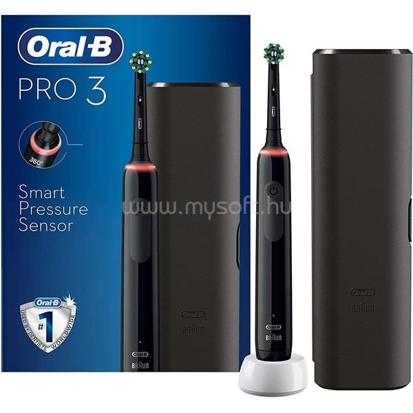 ORAL-B Pro 3 3500 fekete elektromos fogkefe + utazótok
