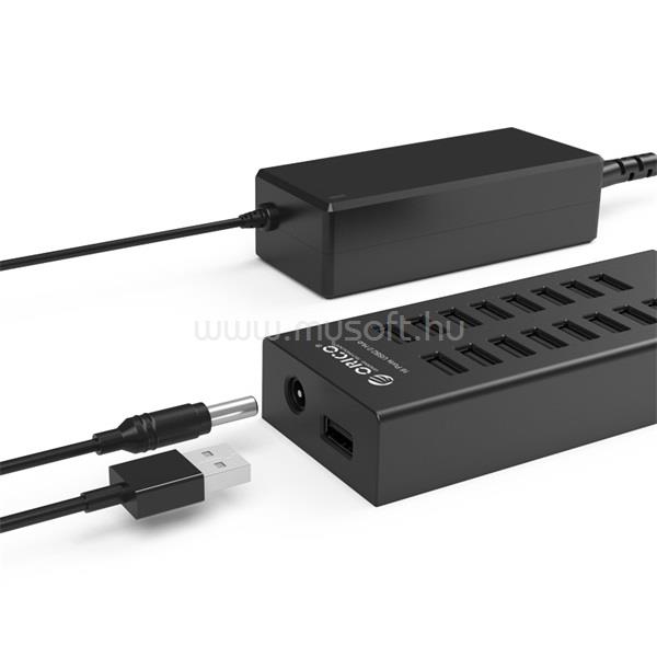 ORICO Aktív USB2.0 Hub - H1613-U2-EU /67/ (16 port, Bemenet: USB-A, Kimenet: 16xUSB-A, külső táp, fekete)