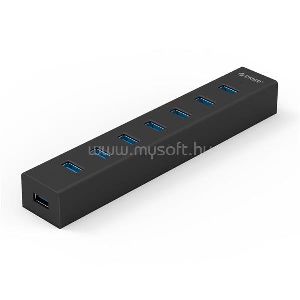 ORICO Aktív USB3.0 Hub - H7013-U3-AD-EU-BK (7 port, Bemenet: USB-A, Kimenet: 7xUSB-A,  fekete)