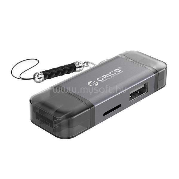 ORICO Kártyaolvasó USB 3.0 - 3CR61-GY/40/ (Bemenet: USB-C/MicroUSB,  Kimenet: SD/TF)
