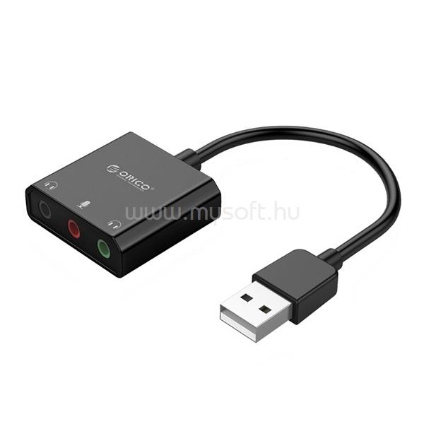 ORICO külső hangkártya - SKT3-BK (Bemenet: USB/Thunderbolt, Kimenet: 2x3,5mm Jack 3pin+1x 3,5mm Jack 4pin)