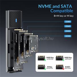 ORICO Külső M.2 ház - STPWDM2-G2-GY (USB-A/C -> M.2 NVMe, Max.: 8TB, 10 Gbps) STMS-STPWDM2-G2-GY-BP small