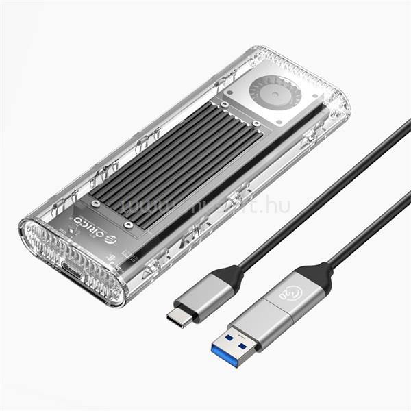 ORICO Külső M.2 ház - TCM2-G20-BK (USB-A -> M.2 NVMe(M-key; B&M Key), Max.: 8TB, 20 Gbps, fekete)