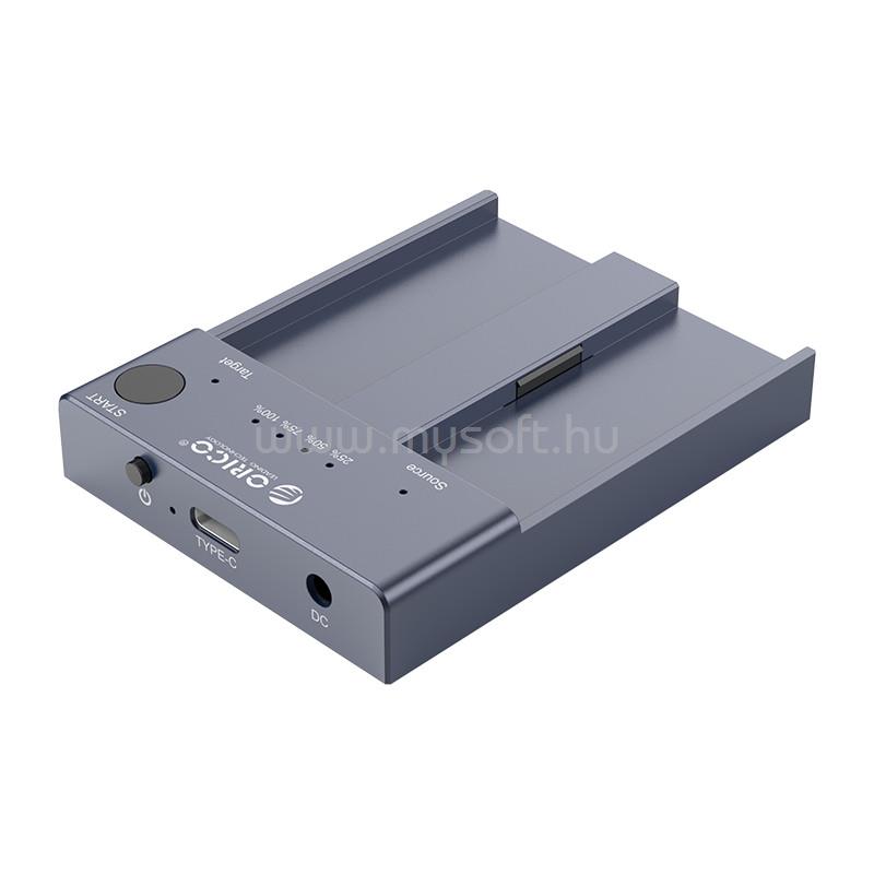 ORICO M2P2-C3-C-EU M.2 SSD dokkoló (2xM.2 NVMe -> USB-A/C, Max.: 2TB, Offline Klón funkció, Max.: 10Gbps, szürke)