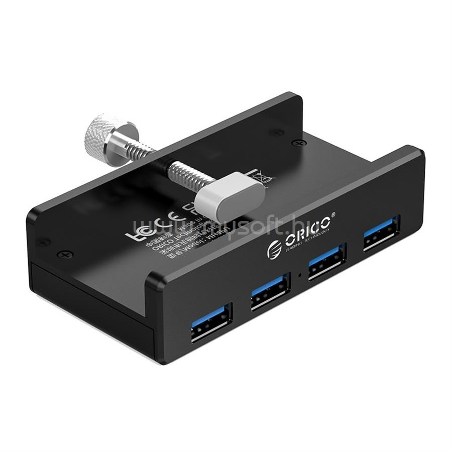 ORICO MH4PU-BK USB3.0 Hub (4 port, Bemenet: USB-A, Kimenet: 4xUSB-A, rögzíthető, fekete)