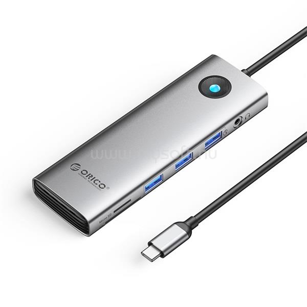 ORICO Notebook Dokkoló - PW11-10P-GY (Bemenet: USB-C, Kimenet: HDMI/VGA/USB-A+C/PD100W/RJ45/Kártyaolvasó/3.5mm Jack)