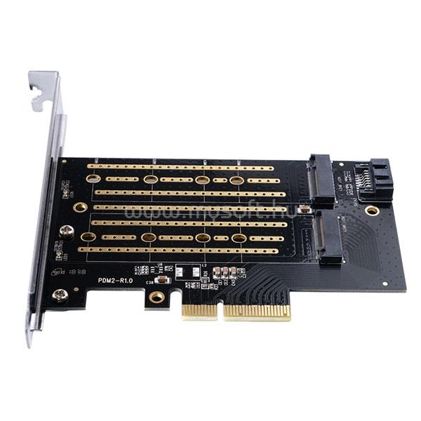 ORICO PCI-E bővítőkártya - PDM2 /36/ (PCI-E 3.0 x4, Kimenet: M.2 NVMe, Max.: 2x 2TB, M-key/B-key)