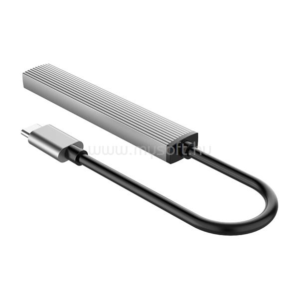 ORICO USB3.0 Hub - AH-A12F-GY (4 port, Bemenet: USB-C, Kimenet: 1xUSB-A3.0+3xUSB-A2.0+TF kártyaolvasó, szürke)