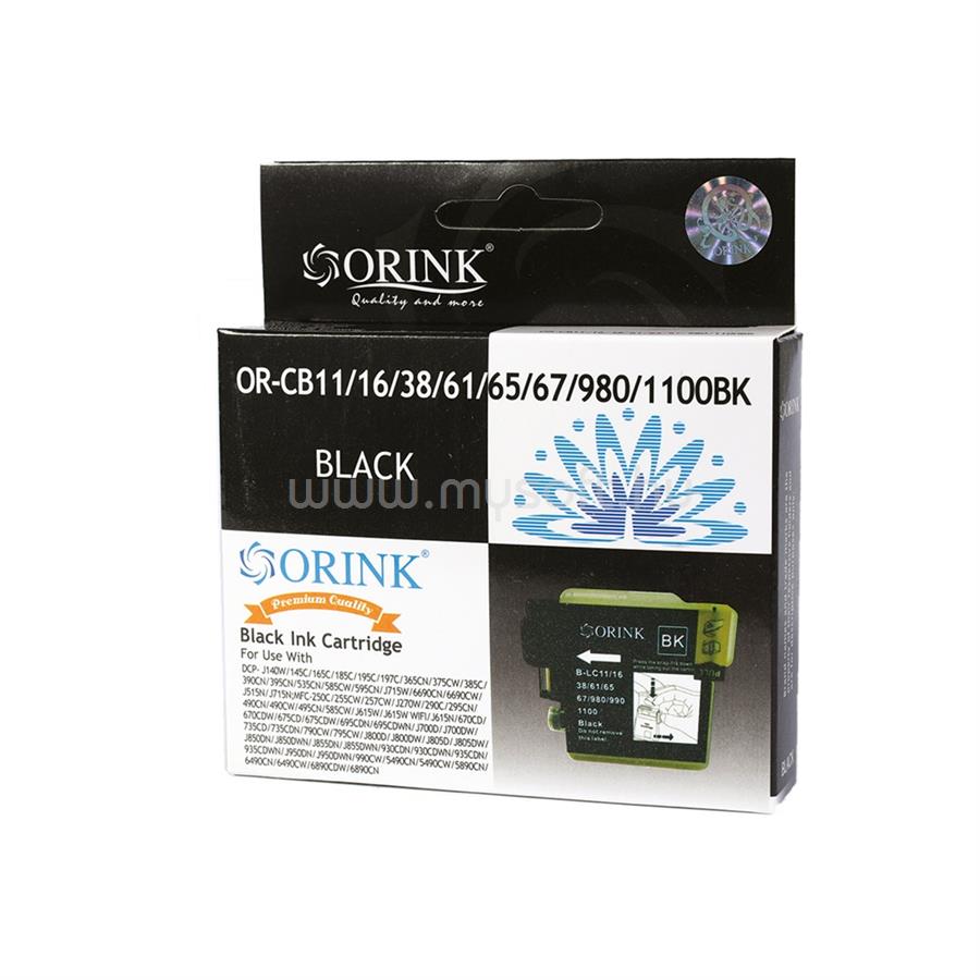 ORINK Utángyártott Brother CB11/LC980/LC985/LC1100XL tintapatron black ORINK