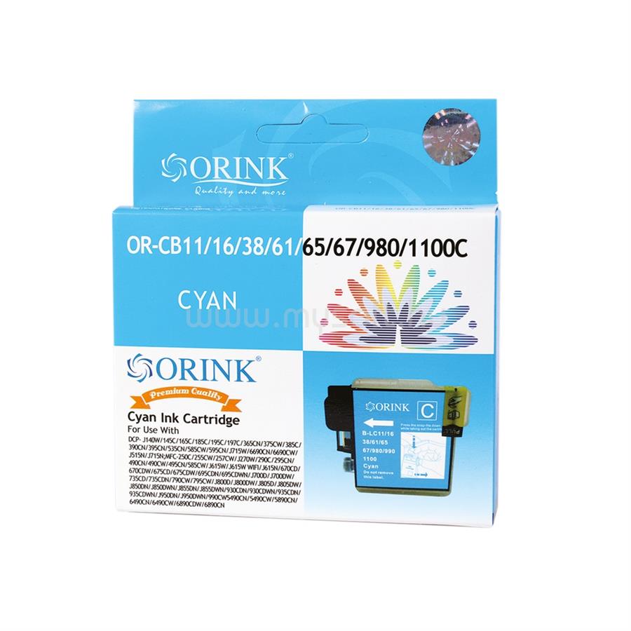 ORINK Utángyártott Brother CB11/LC980/LC985/LC1100XL tintapatron cyan ORINK