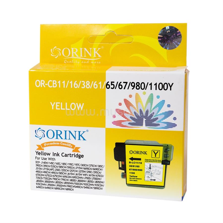 ORINK Utángyártott Brother CB11/LC980/LC985/LC1100XL tintapatron yellow ORINK