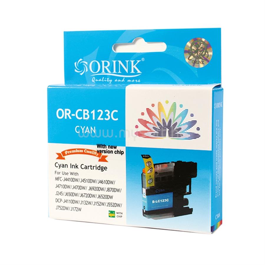 ORINK Utángyártott Brother LC123 tintapatron cyan ORINK