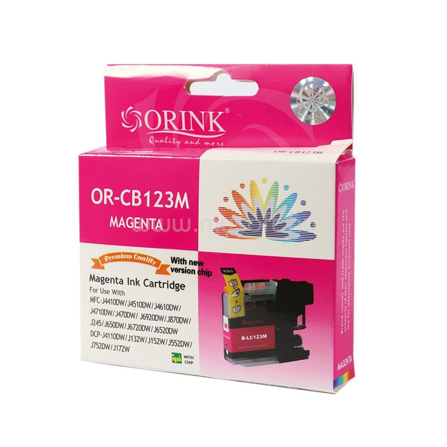 ORINK Utángyártott Brother LC123 tintapatron magenta ORINK