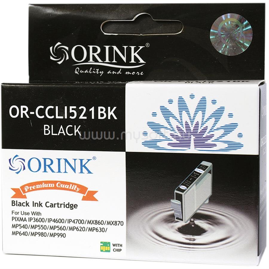 ORINK Utángyártott Canon CLI521 tintapatron black ORINK