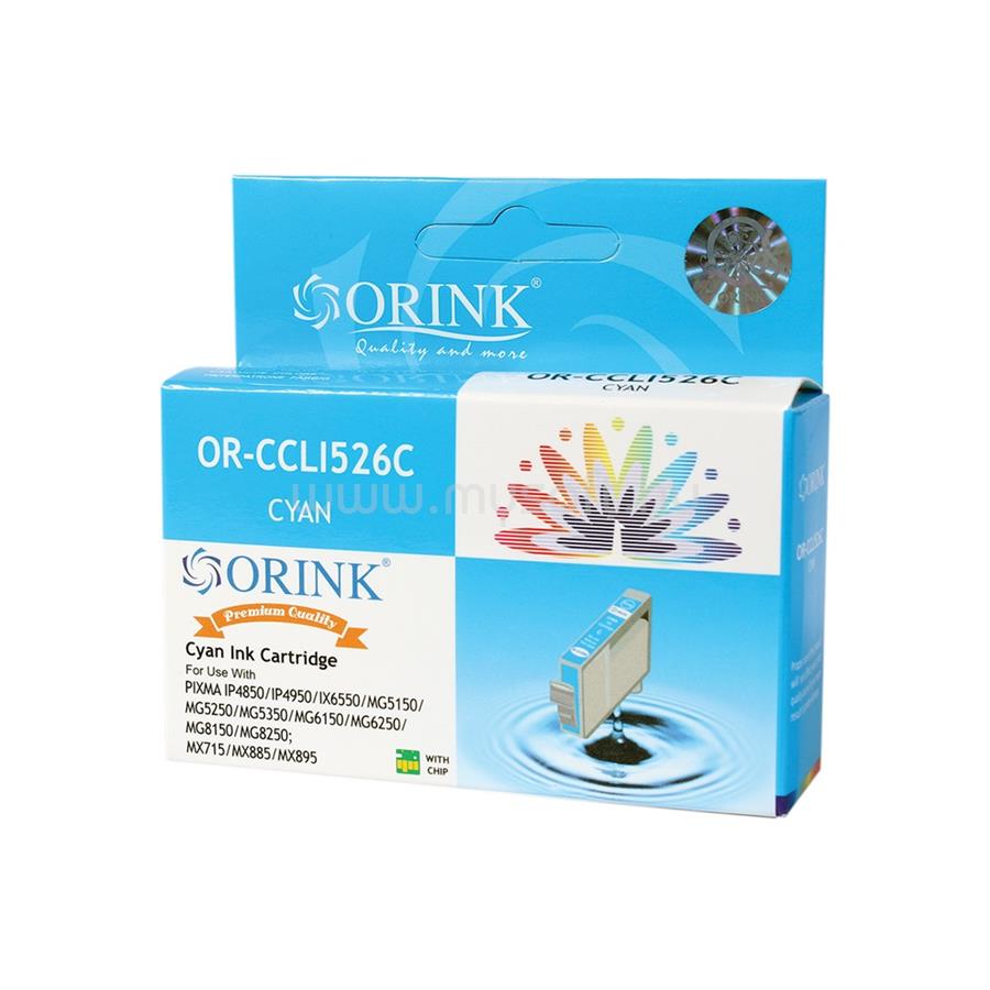 ORINK Utángyártott Canon CLI526 tintapatron cyan ORINK