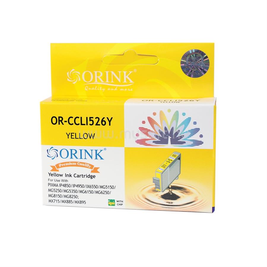 ORINK Utángyártott Canon CLI526 tintapatron yellow ORINK