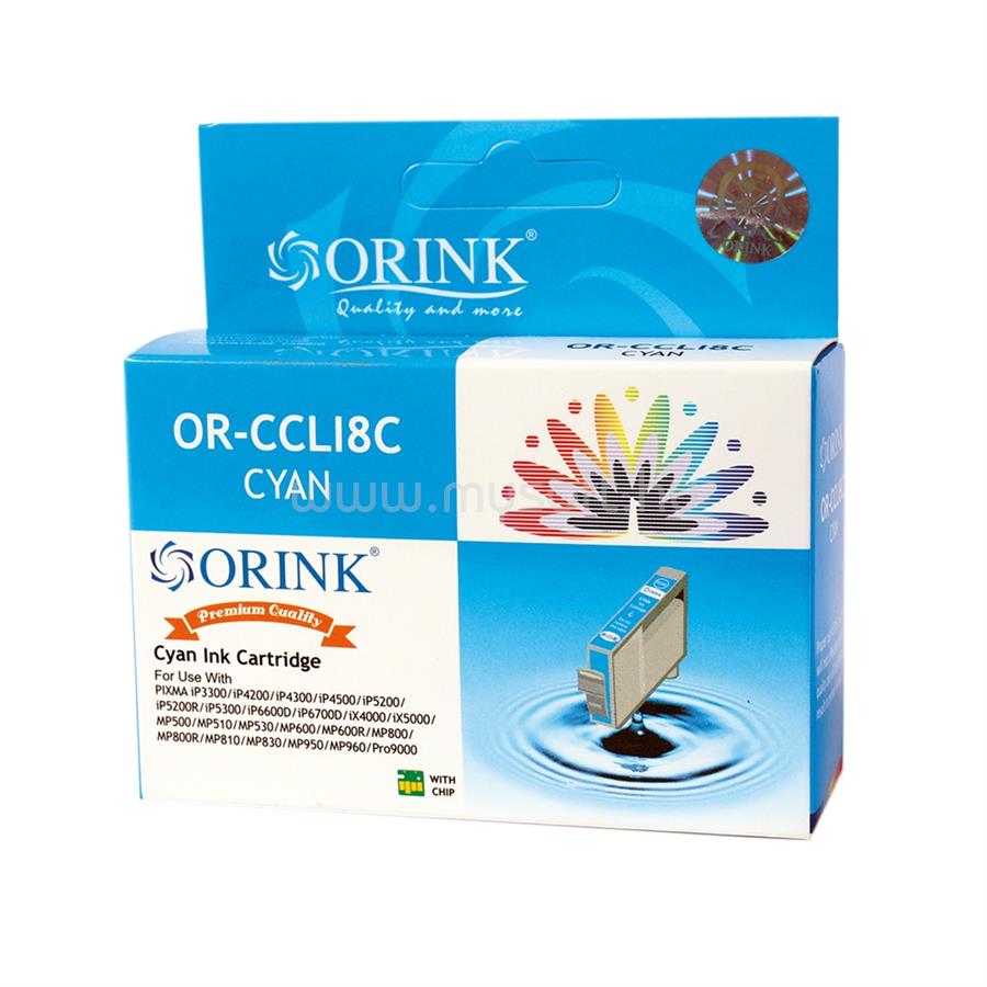 ORINK Utángyártott Canon CLI8 tintapatron cyan ORINK