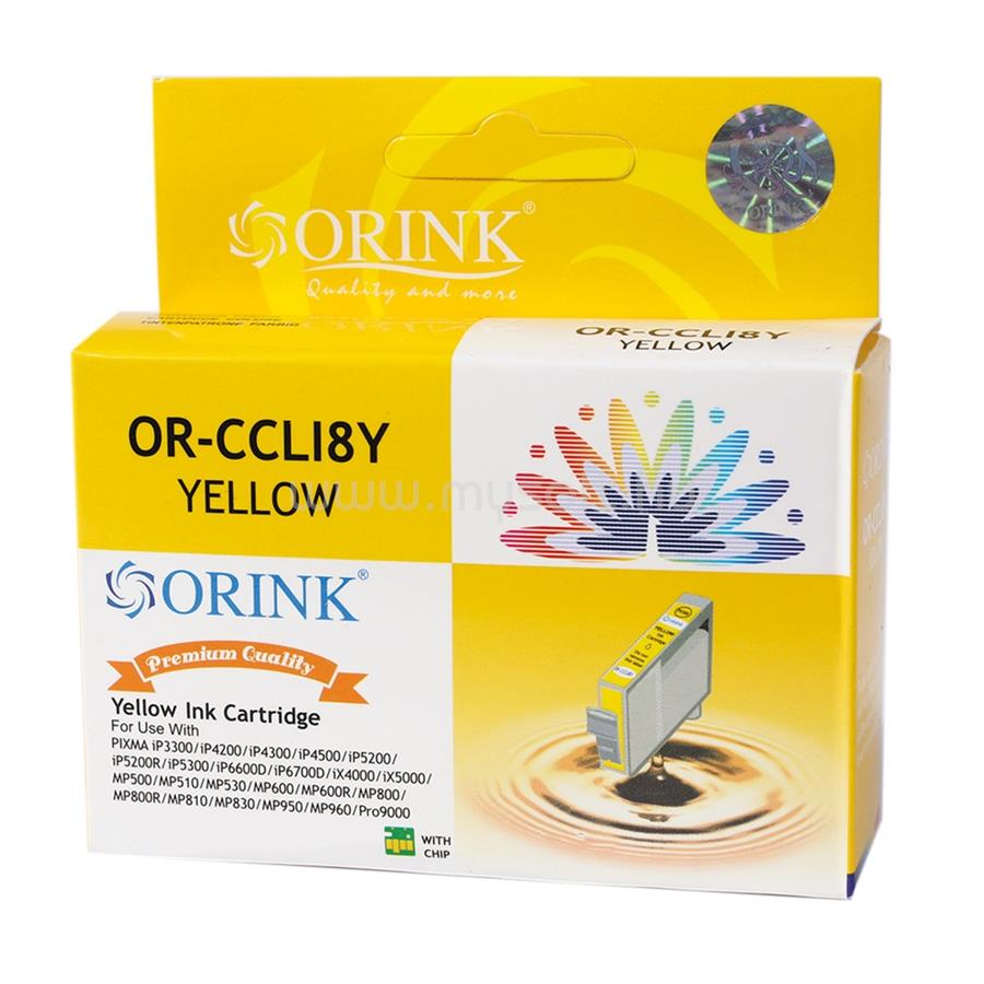 ORINK Utángyártott Canon CLI8 tintapatron yellow ORINK