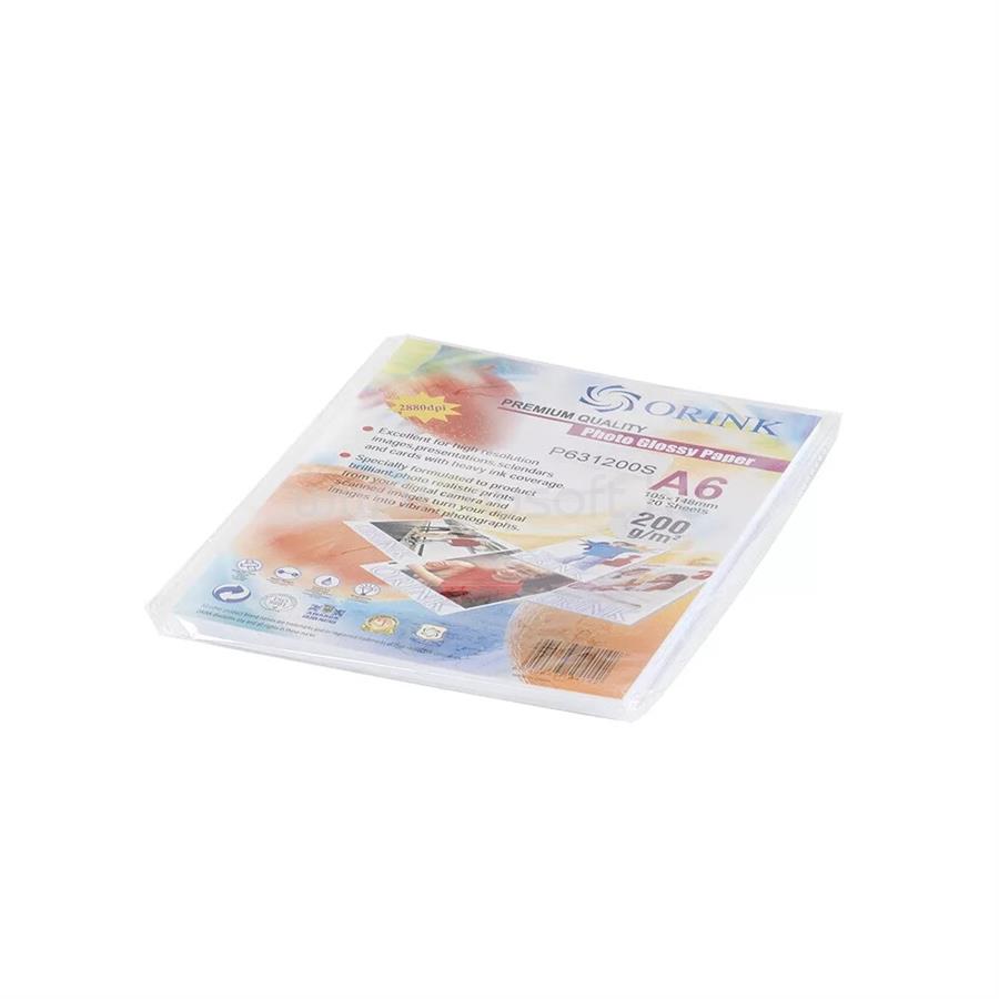 ORINK Fotópapír Pp A6, S 230g. 20lap fényes (P661230S20)