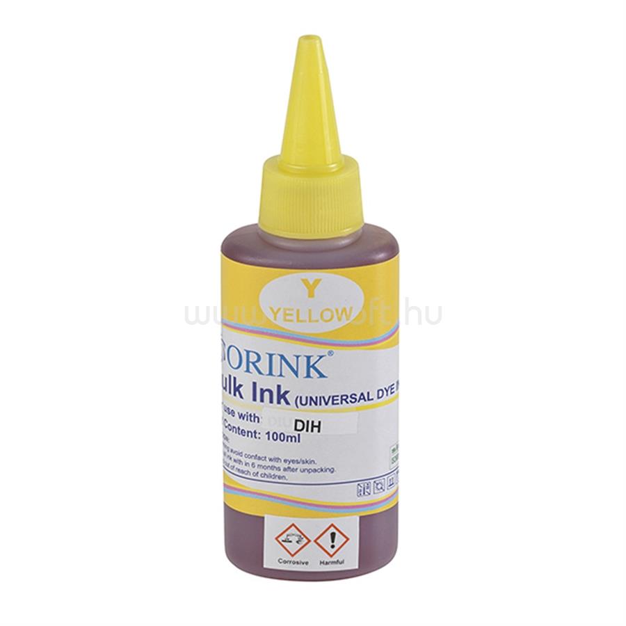 ORINK Utángyártott Ink Hp Universal dye yellow 100ml ORINK