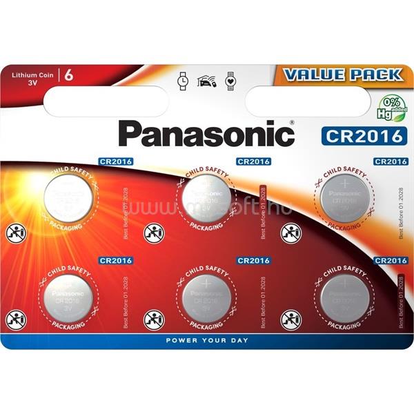 PANASONIC CR2016 3V lítium gombelem 6db/csomag