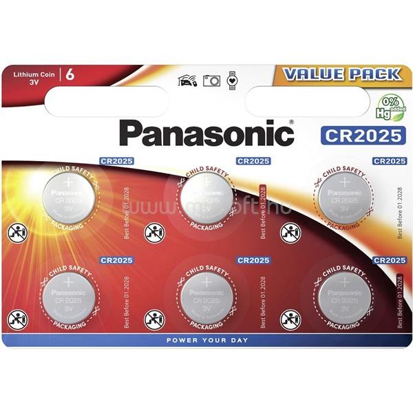 PANASONIC CR2025 3V lítium gombelem 6db/csomag