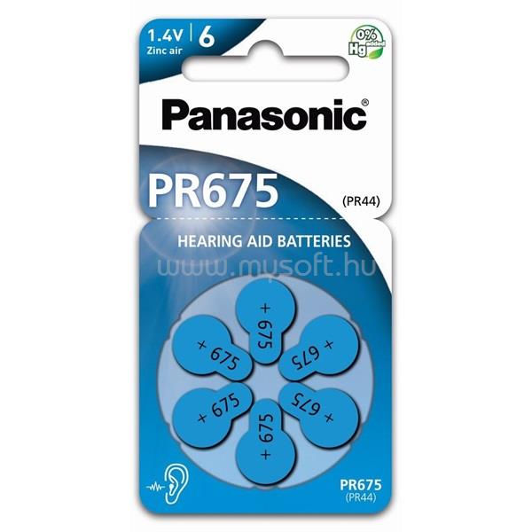 PANASONIC PR-675(44)/6LB PR675 cink-levegő hallókészülék elem 6 db/csomag