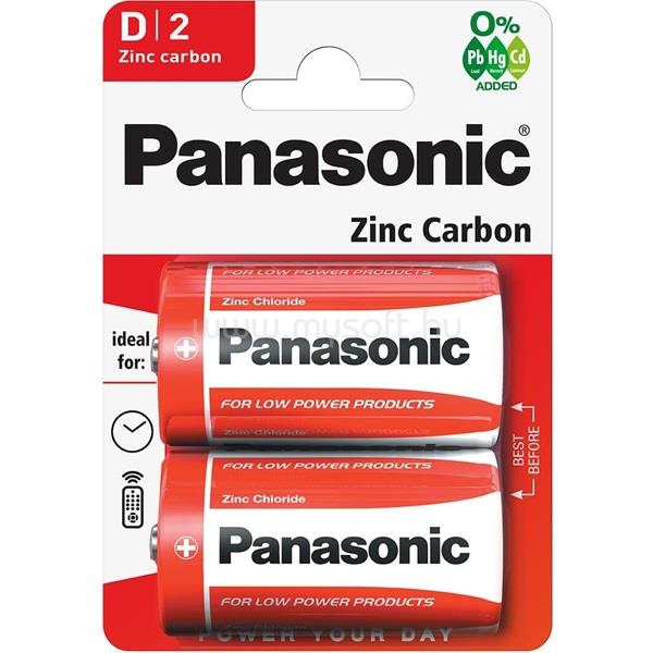 PANASONIC RedZinc R20RZ/2BP D/góliát cink-mangán tartós elem 2 db/csomag