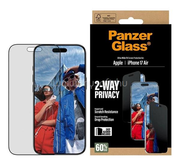 PANZERGLASS 2-WAY PRIVACY ULTRA-WIDE EASYALIGNER képernyővédő üveg betekintés ellen, karcálló + segédkeret, FEKETE