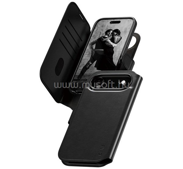 PANZERGLASS iPhone Air PANZERGLASS CARE TANGO 2-IN-1 tok álló, bőr hatású FLIP, kivehető telefonvédő, FEKETE