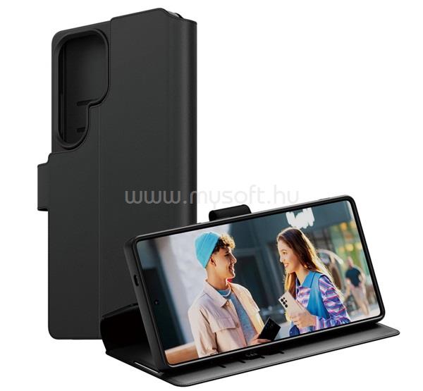 PANZERGLASS Samsung S25 Ultra PANZERGLASS CARE WALLET tok álló, bőr hatású FLIP, kameravédő, FEKETE