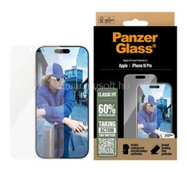 PANZERGLASS iPhone 16 Pro CLASSIC FIT képernyővédő üveg extra karcálló, ütésállóság + segédkeret, ÁTLÁTSZÓ PANZERGLASS_2874 small
